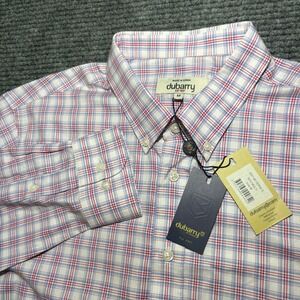 Dubarry of Ireland Ferns E Mens Red Multi Plaid Cotton Button Down Shirt Size M